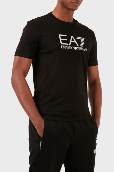 EA7 Pamuklu Slim Fit Bisiklet Yaka Erkek T Shirt 3DPT71 PJM9Z 1200 SİYAH - 2