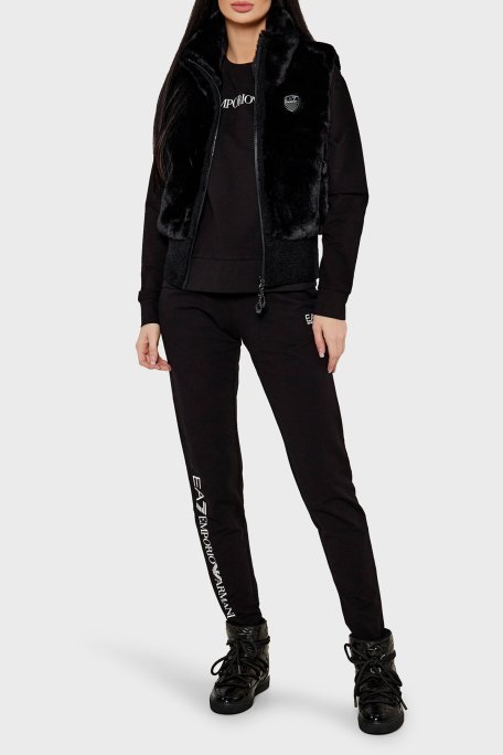 EA7 Regular Fit Dik Yaka Yumuşak Tüylü Bayan Yelek 6DTQ03 TN2ZZ 1200 SİYAH - 2