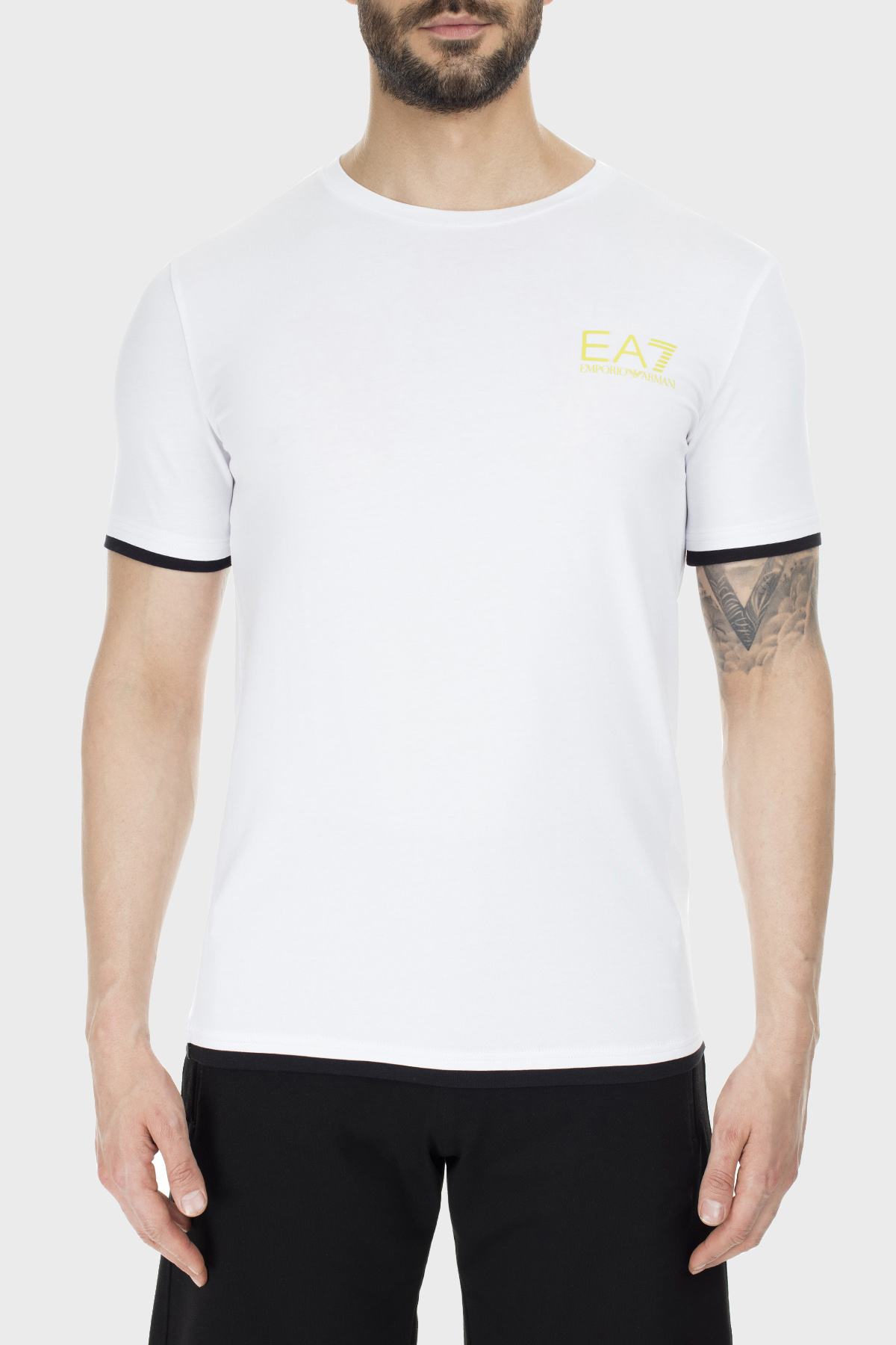 EA7 Regular Fit Erkek T Shirt S 6GPT02 PJ03Z 1100 BEYAZ
