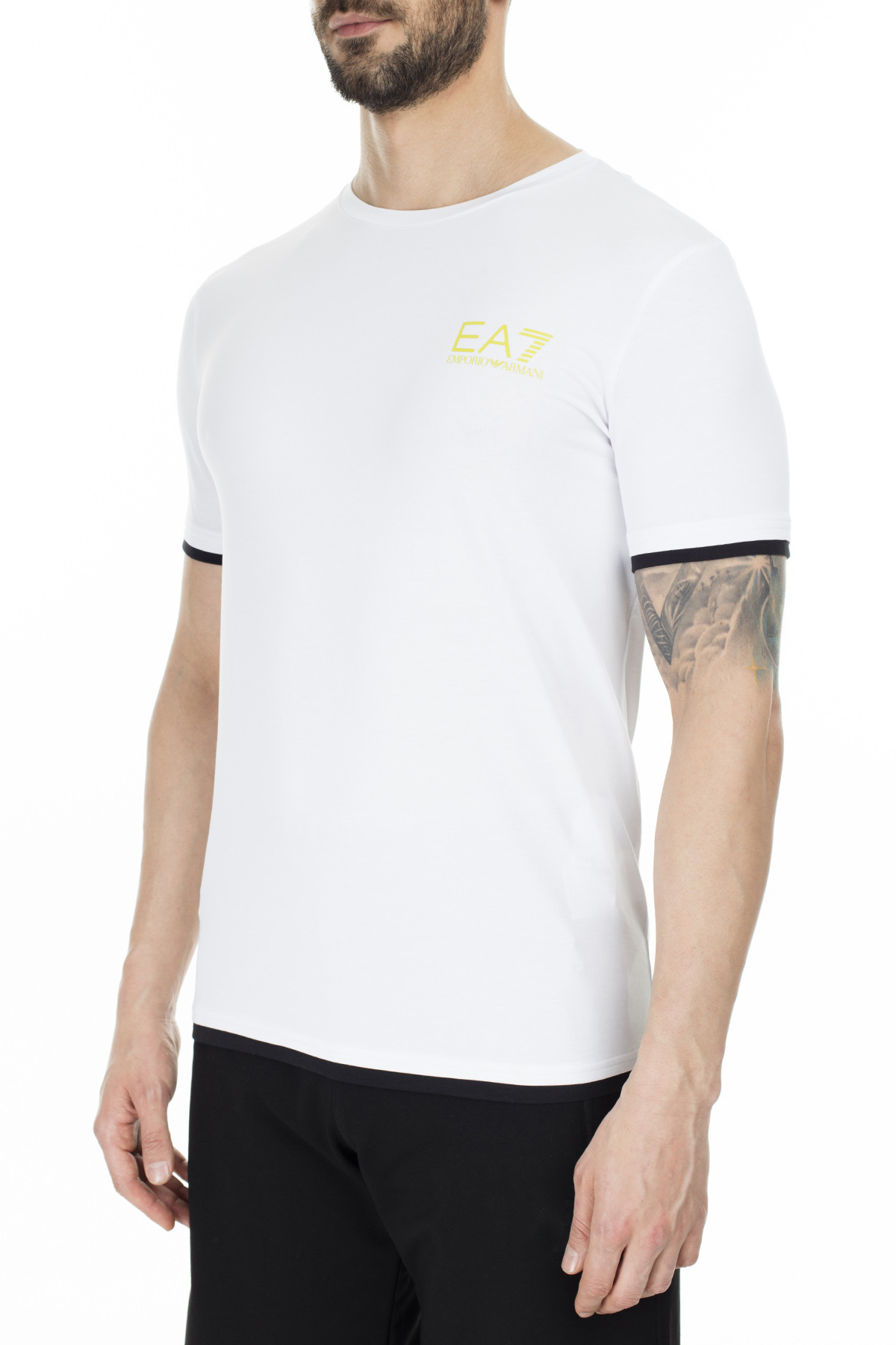 EA7 Regular Fit Erkek T Shirt S 6GPT02 PJ03Z 1100 BEYAZ