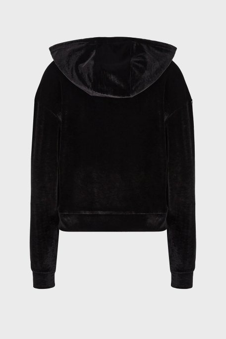 EA7 Regular Fit Fermuarlı Kapüşonlu Kadife Bayan Sweat 6LTM31 TJDWZ 1200 SİYAH - 4