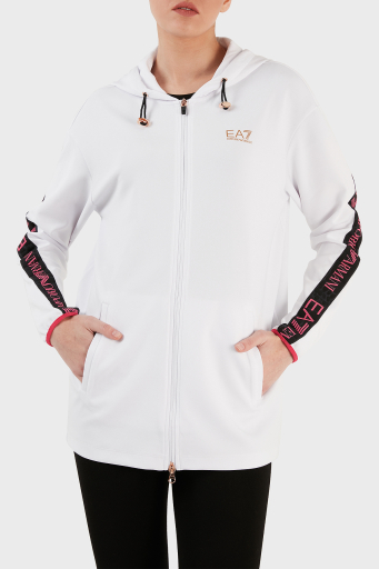EA7 Regular Fit Fermuarlı Teknik Kumaşlı Kapüşonlu Bayan Sweat 3RTM04 TJKWZ 1100 BEYAZ - 7