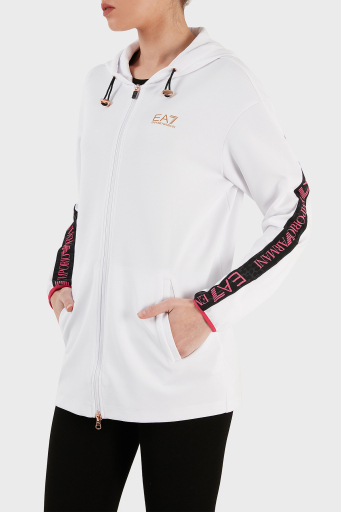 EA7 Regular Fit Fermuarlı Teknik Kumaşlı Kapüşonlu Bayan Sweat 3RTM04 TJKWZ 1100 BEYAZ - 9