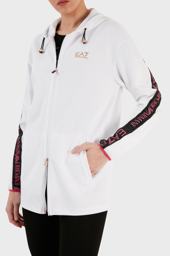 EA7 Regular Fit Fermuarlı Teknik Kumaşlı Kapüşonlu Bayan Sweat 3RTM04 TJKWZ 1100 BEYAZ - 11