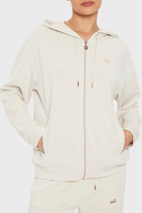 EA7 Regular Fit Kapüşonlu Fermuarlı Bayan Sweat 6DTM08 TJZBZ 1120 BEYAZ - 1