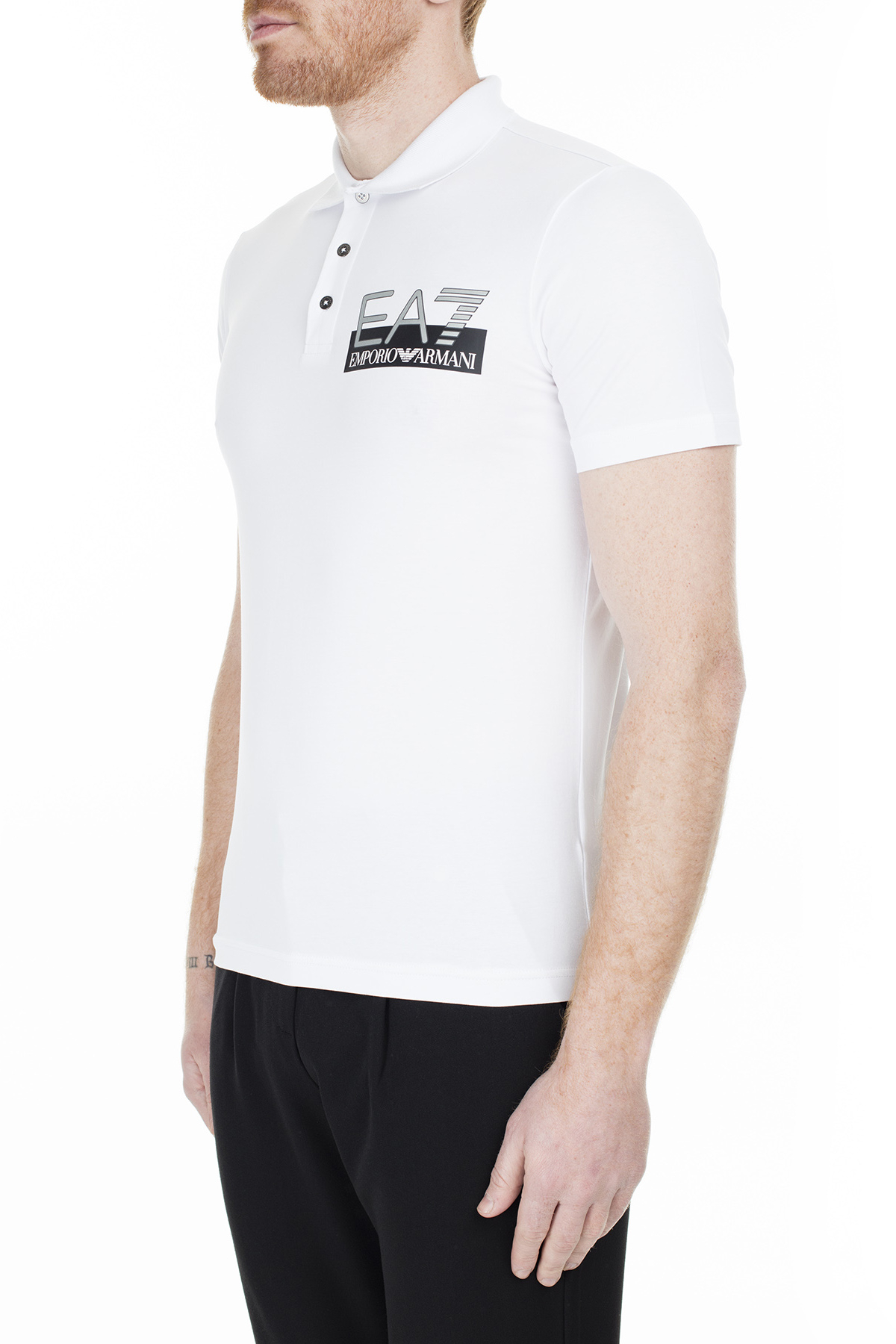 EA7 Regular Fit T Shirt Erkek Polo S 6GPF16 PJ03Z 1100 BEYAZ
