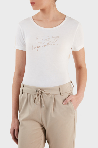 EA7 Slim Fit Bisiklet Yaka Bayan T Shirt 3RTT21 TJKMZ 1100 BEYAZ - 7