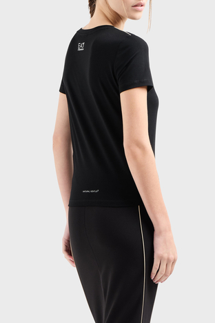 Ea7 - EA7 Streç Logo Yazılı Slim Fit Bisiklet Yaka Bayan T Shirt 7W000274 AF12945 UC001 SİYAH (1)