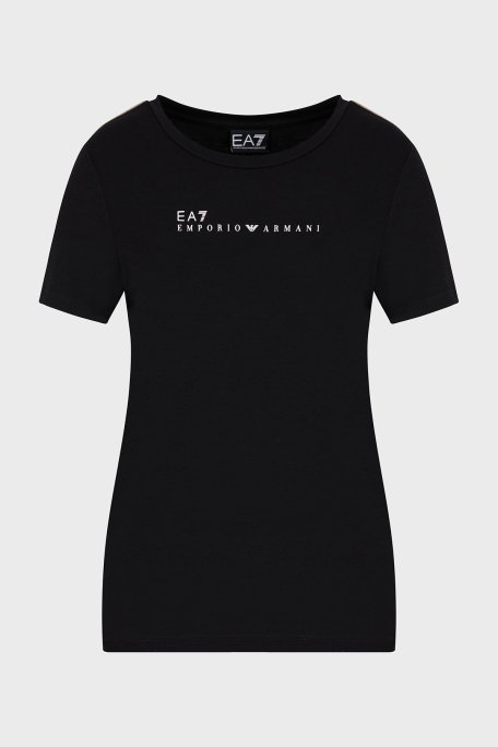 EA7 Streç Logo Yazılı Slim Fit Bisiklet Yaka Bayan T Shirt 7W000274 AF12945 UC001 SİYAH - 5