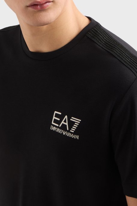 EA7 Streç Logolu Slim Fit Bisiklet Yaka Erkek T Shirt 7M000299 AF13739 UC001 SİYAH - 4