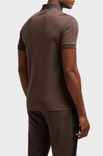 EA7 Streç Logolu Slim Fit Düğmeli Erkek Polo Yaka T Shirt 7M000300 AF13739 U6139 KAHVE