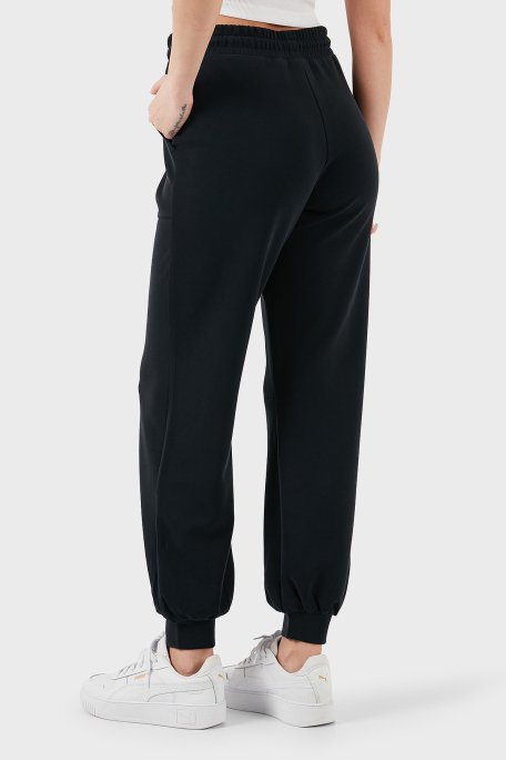 EA7 Streç Modal Karışımlı Relaxed Fit Yüksek Bel Ribanalı Paça Jogger Bayan Pantolon 7W000193 AF12643 UC001 SİYAH - 2