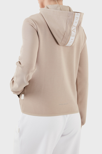 EA7 Streç Pamuklu Regular Fit Kapüşonlu Bayan Sweat 7W000278 AF12501 U6155 BEJ - 3