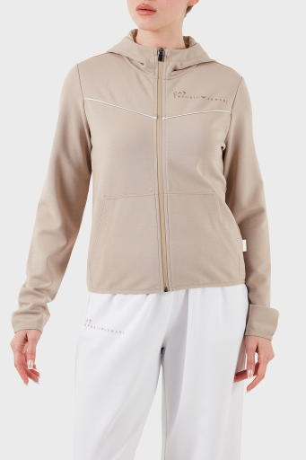 EA7 Streç Pamuklu Regular Fit Kapüşonlu Bayan Sweat 7W000278 AF12501 U6155 BEJ - 7