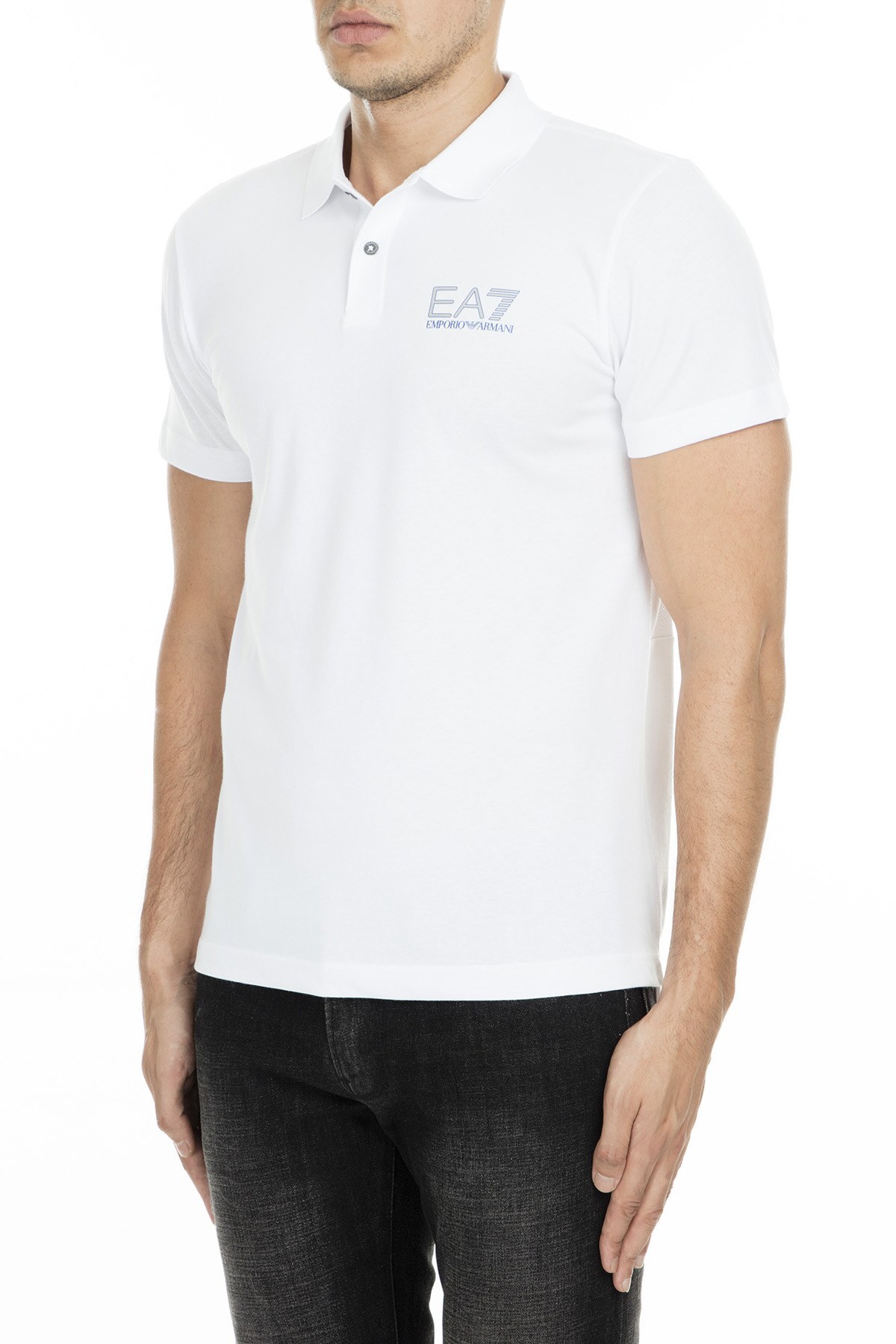 EA7 T Shirt Erkek Polo S 3GPF69 PJJ6Z 1100 BEYAZ