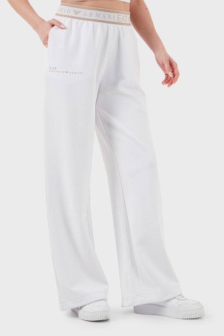 EA7 Wide Leg Yüksek Bel Bol Paça Logolu Bayan Pantolon 7W000281 AF12501 U0002 BEYAZ - 2
