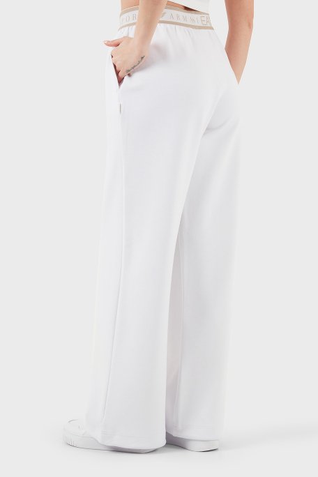 EA7 Wide Leg Yüksek Bel Bol Paça Logolu Bayan Pantolon 7W000281 AF12501 U0002 BEYAZ - 5