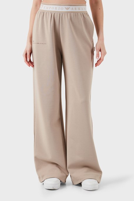 EA7 Wide Leg Yüksek Bel Bol Paça Logolu Bayan Pantolon 7W000281 AF12501 U6155 BEJ - 1