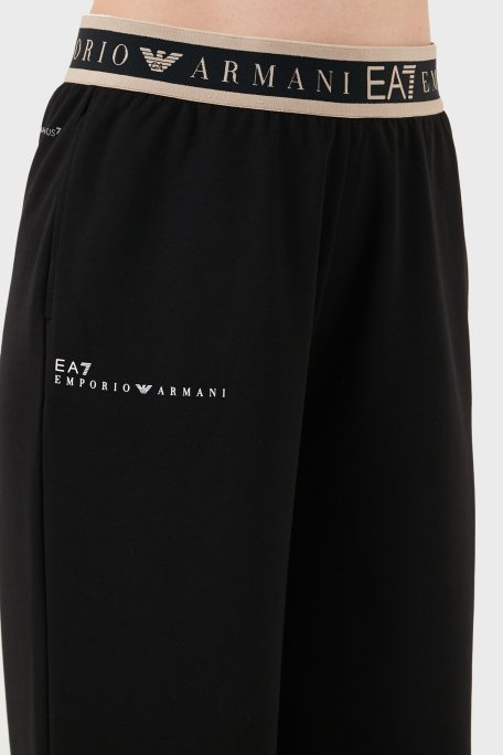 EA7 Wide Leg Yüksek Bel Bol Paça Logolu Bayan Pantolon 7W000281 AF12501 UC001 SİYAH - 6