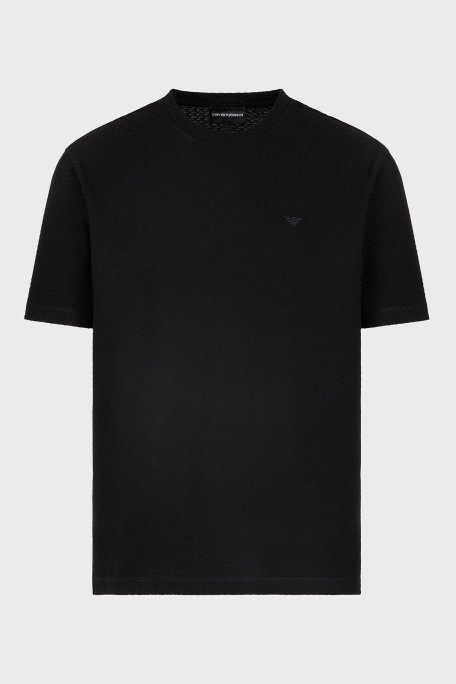 Emporio Arman Pamuklu Regular Fit Kabartmalı Jakarlı Erkek T Shirt EM001728 AF14874 FC039 SİYAH - 10