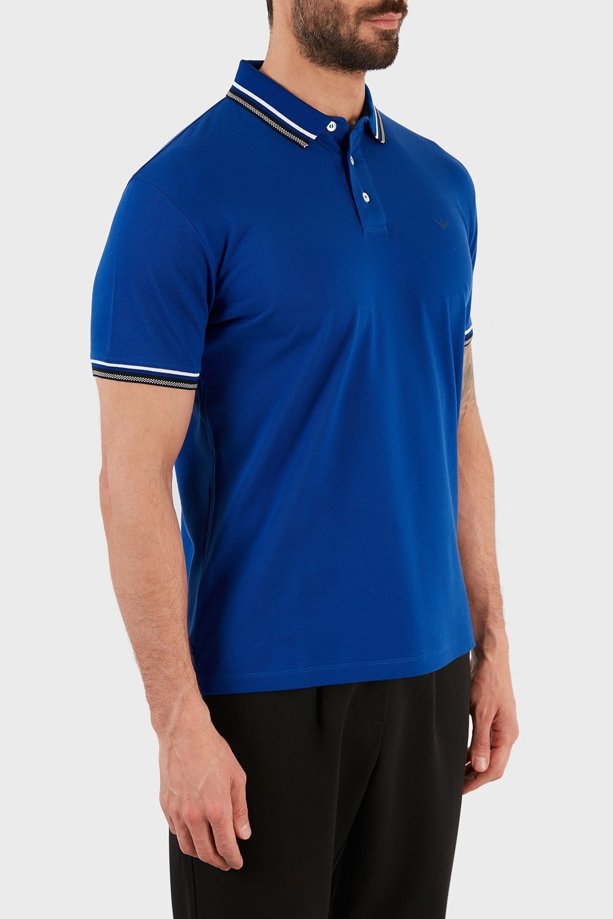 Emporio Armani % 100 Pamuk Düğmeli T Shirt Erkek Polo 3K1FL8 1JTKZ 0921 LACİVERT