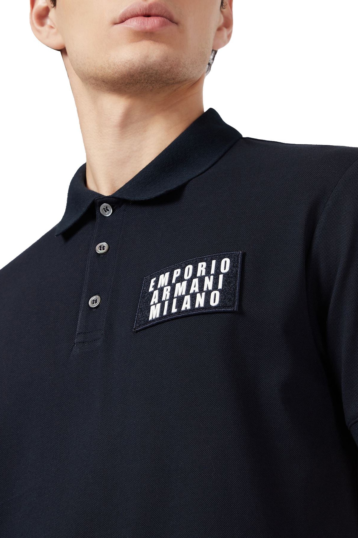 Emporio Armani % 100 Pamuk Düğmeli T Shirt Erkek Polo S 6H1FC7 1JRNZ 0920 LACİVERT