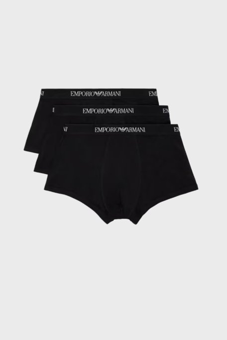 Emporio Armani % 100 Pamuk Logolu 3 Pack Erkek Boxer 111610 CC722 21320 SİYAH - 1