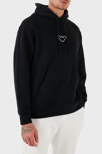 Emporio Armani % 100 Pamuk Logolu Regular Fit Kapüşonlu Erkek Sweat 6D1M93 1JTAZ 0037 SİYAH - 3