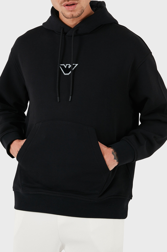 Emporio Armani % 100 Pamuk Logolu Regular Fit Kapüşonlu Erkek Sweat 6D1M93 1JTAZ 0037 SİYAH - 4