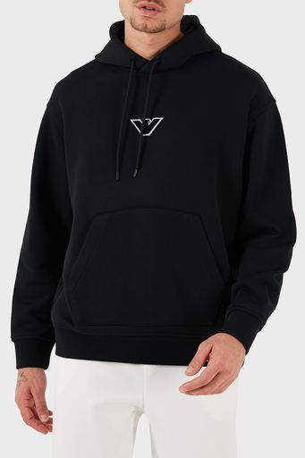 Emporio Armani % 100 Pamuk Logolu Regular Fit Kapüşonlu Erkek Sweat 6D1M93 1JTAZ 0037 SİYAH - 5