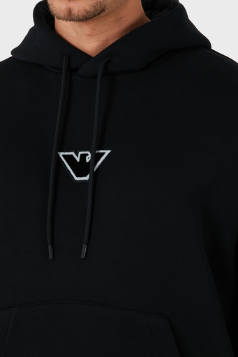 Emporio Armani % 100 Pamuk Logolu Regular Fit Kapüşonlu Erkek Sweat 6D1M93 1JTAZ 0037 SİYAH - 6