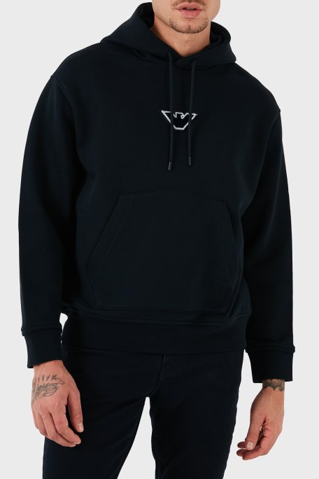 Emporio Armani % 100 Pamuk Logolu Regular Fit Kapüşonlu Erkek Sweat 6D1M93 1JTAZ 0985 LACİVERT - 1