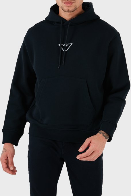 Emporio Armani % 100 Pamuk Logolu Regular Fit Kapüşonlu Erkek Sweat 6D1M93 1JTAZ 0985 LACİVERT - 4