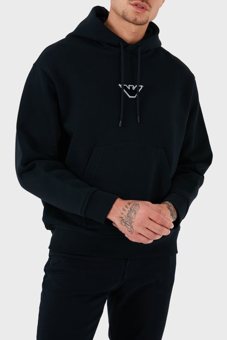 Emporio Armani % 100 Pamuk Logolu Regular Fit Kapüşonlu Erkek Sweat 6D1M93 1JTAZ 0985 LACİVERT - 5