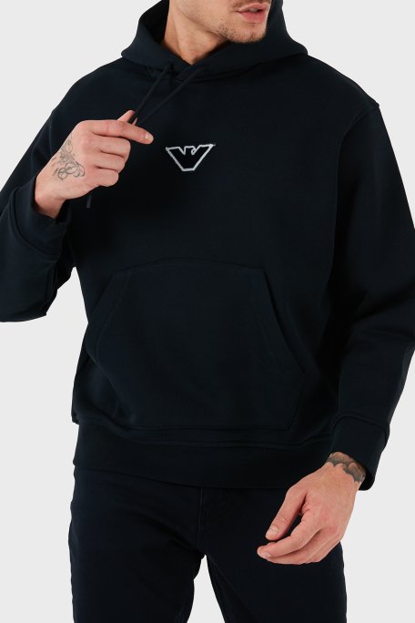 Emporio Armani % 100 Pamuk Logolu Regular Fit Kapüşonlu Erkek Sweat 6D1M93 1JTAZ 0985 LACİVERT - 6