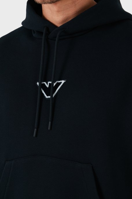Emporio Armani % 100 Pamuk Logolu Regular Fit Kapüşonlu Erkek Sweat 6D1M93 1JTAZ 0985 LACİVERT - 7