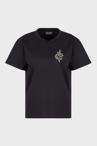 Emporio Armani % 100 Pamuk Regular Fit Bisiklet Yaka Bayan T Shirt EW001169 AF10003 UC001 SİYAH - 6