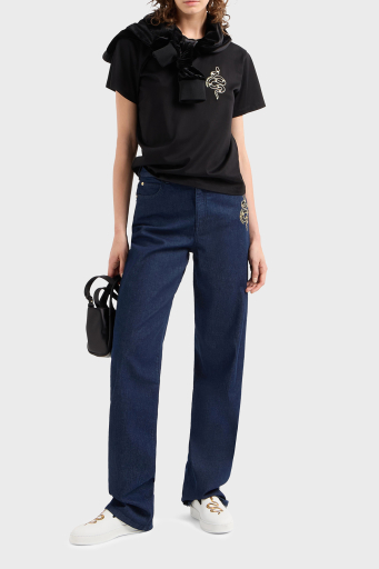 Emporio Armani % 100 Pamuk Regular Fit Bisiklet Yaka Bayan T Shirt EW001169 AF10003 UC001 SİYAH - 8
