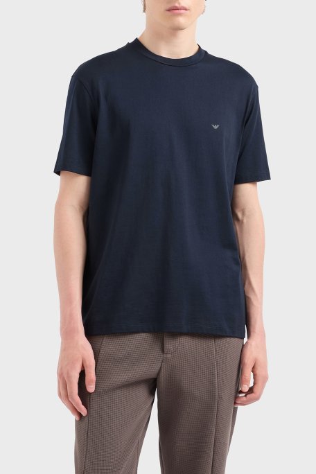 Emporio Armani % 100 Pamuk Regular Fit Bisiklet Yaka Erkek T Shirt EM000983 AF13669 UB118 LACİVERT - 1