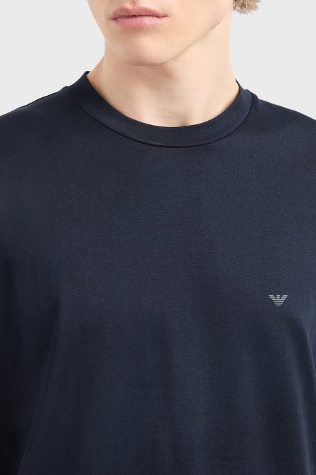 Emporio Armani % 100 Pamuk Regular Fit Bisiklet Yaka Erkek T Shirt EM000983 AF13669 UB118 LACİVERT - 4