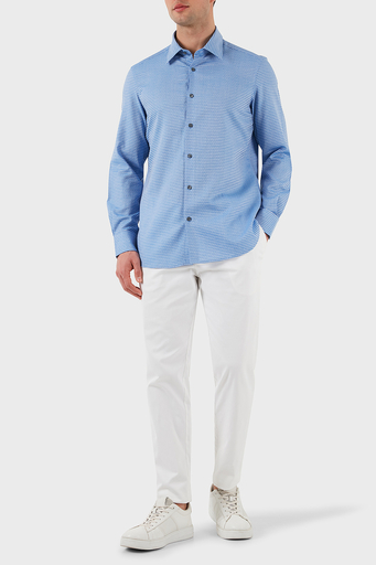Emporio Armani % 100 Pamuk Regular Fit Düğmeli Uzun Kollu Erkek Gömlek EM001537 AF14341 F9060 AÇIK MAVİ - 3