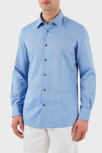 Emporio Armani % 100 Pamuk Regular Fit Düğmeli Uzun Kollu Erkek Gömlek EM001537 AF14341 F9060 AÇIK MAVİ - 4