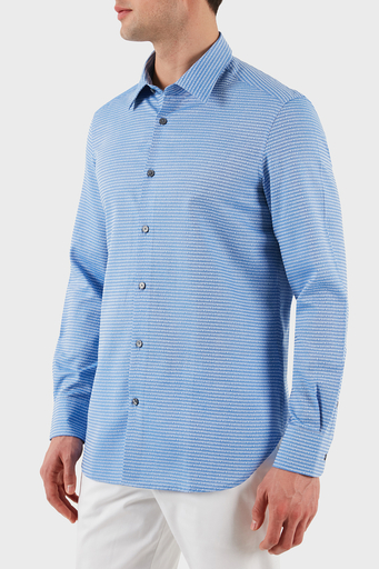 Emporio Armani % 100 Pamuk Regular Fit Düğmeli Uzun Kollu Erkek Gömlek EM001537 AF14341 F9060 AÇIK MAVİ - 5