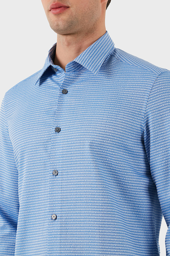 Emporio Armani % 100 Pamuk Regular Fit Düğmeli Uzun Kollu Erkek Gömlek EM001537 AF14341 F9060 AÇIK MAVİ - 6