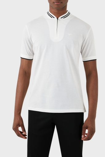 Emporio Armani % 100 Pamuk Regular Fit Fermuarlı Erkek Polo Yaka T Shirt 3D1FM7 1JTKZ 0101 BEYAZ - 7