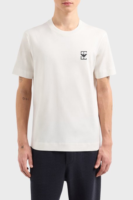 Emporio Armani % 100 Pamuk Relaxed Fit Bisiklet Yaka Erkek T Shirt EM001068 AF12926 U0003 BEYAZ - 1