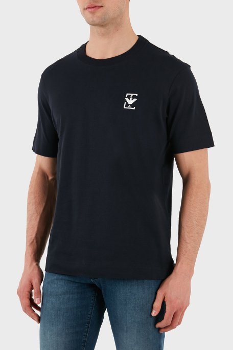 Emporio Armani % 100 Pamuk Relaxed Fit Bisiklet Yaka Erkek T Shirt EM001068 AF12926 UB118 LACİVERT - 1