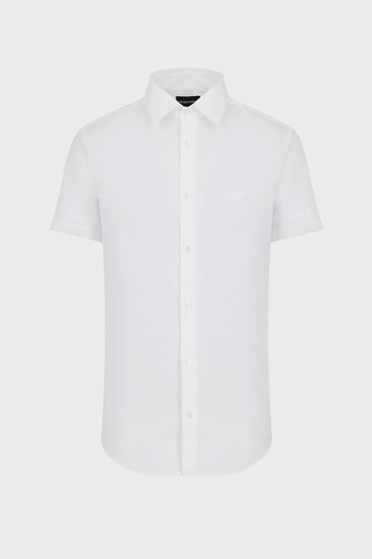 Emporio Armani % 100 Pamuklu Regular Fit Kısa Kollu Erkek Gömlek 8N1C91 1NI9Z 0100 BEYAZ - 6