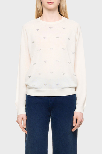 Emporio Armani % 100 Yün Biisklet Yaka Bayan Kazak 6D2MW1 2M15Z F127 EKRU - 1