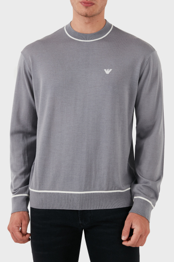 Emporio Armani % 100 Yün Regular Fit Bisiklet Yaka Erkek Kazak 6D1MXH 1MJLZ F625 GRİ - 8